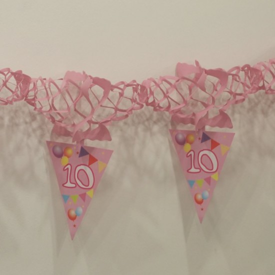 10 Rakamlı Pembe Balonlu Uzar Kapı Ve Tavan Parti Süsü