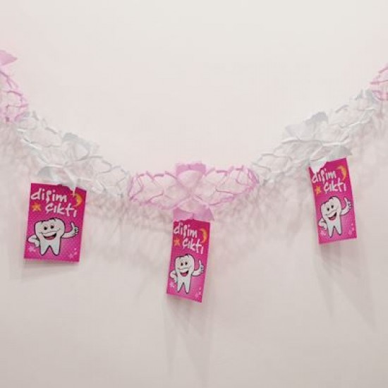 Dişim Çıktı Pembe Diş Görselli Uzar Kapı Ve Tavan Süsü