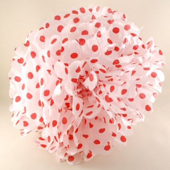 Kırmızı Beyaz Puantiyeli Ponpon