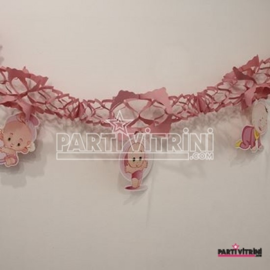 Kız Bebek Resimli Pembe Uzar Kapı Ve Tavan Süsü