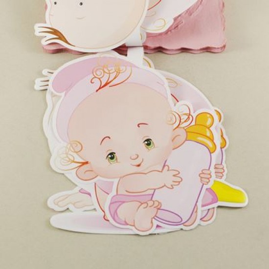 Kız Bebek Resimli Pembe Uzar Kapı Ve Tavan Süsü