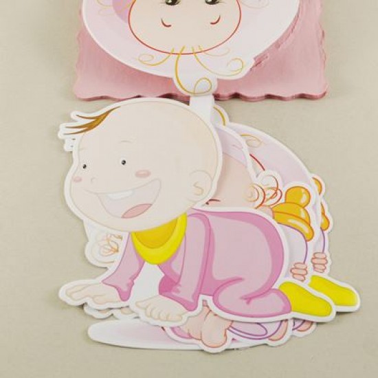 Kız Bebek Resimli Pembe Uzar Kapı Ve Tavan Süsü