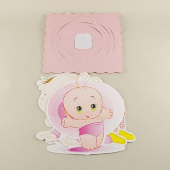 Kız Bebek Resimli Pembe Uzar Kapı Ve Tavan Süsü