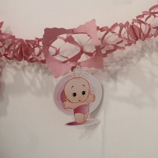 Kız Bebek Resimli Pembe Uzar Kapı Ve Tavan Süsü