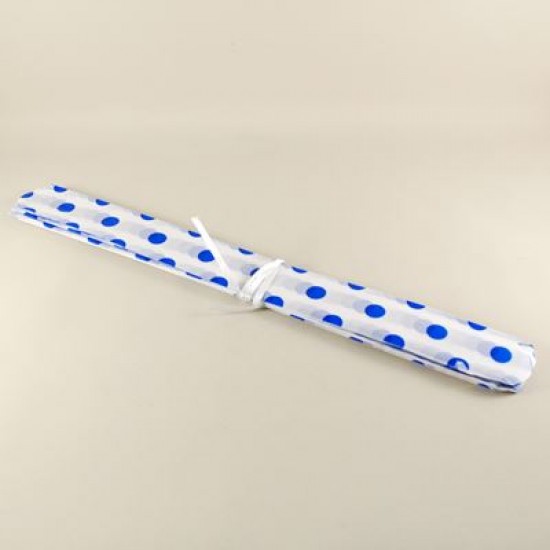 Mavi Beyaz Puantiyeli Ponpon