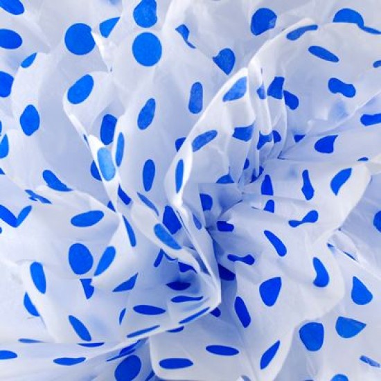 Mavi Beyaz Puantiyeli Ponpon