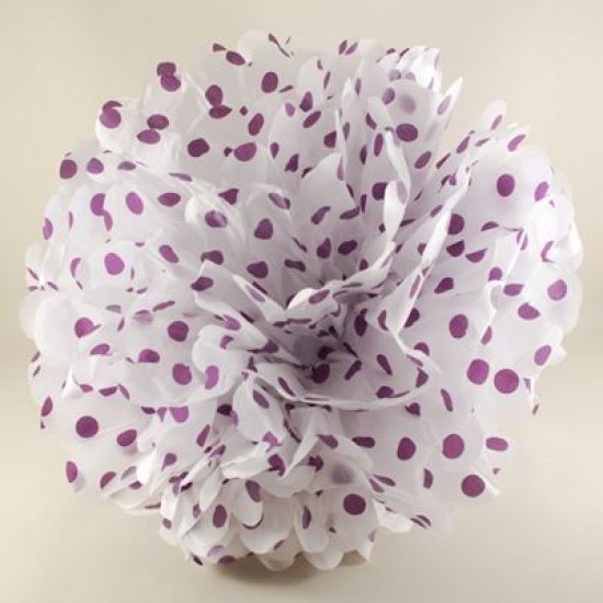 Mor Beyaz Puantiyeli Ponpon