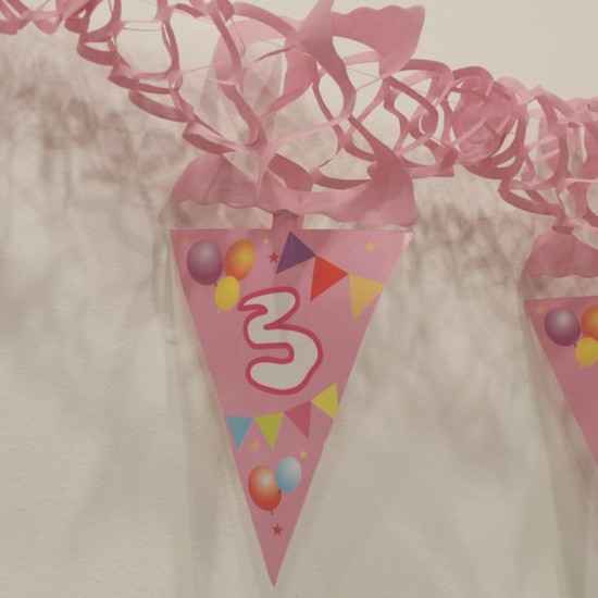 3 Rakamlı Pembe Balonlu Uzar Kapı Ve Tavan Parti Süsü