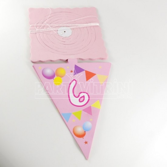 6 Rakamlı Pembe Balonlu Uzar Kapı Ve Tavan Parti Süsü