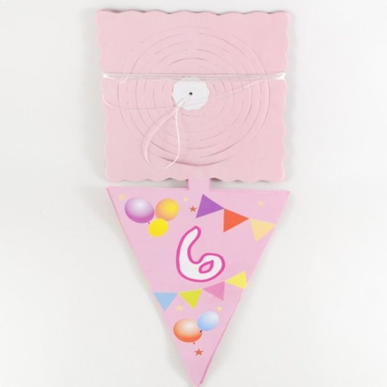 6 Rakamlı Pembe Balonlu Uzar Kapı Ve Tavan Parti Süsü