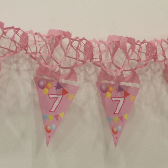 7 Rakamlı Pembe Balonlu Uzar Kapı Ve Tavan Parti Süsü