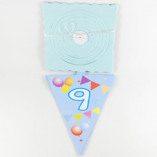 9 Rakamlı Mavi Balonlu Uzar Kapı Ve Tavan Parti Süsü