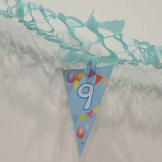 9 Rakamlı Mavi Balonlu Uzar Kapı Ve Tavan Parti Süsü