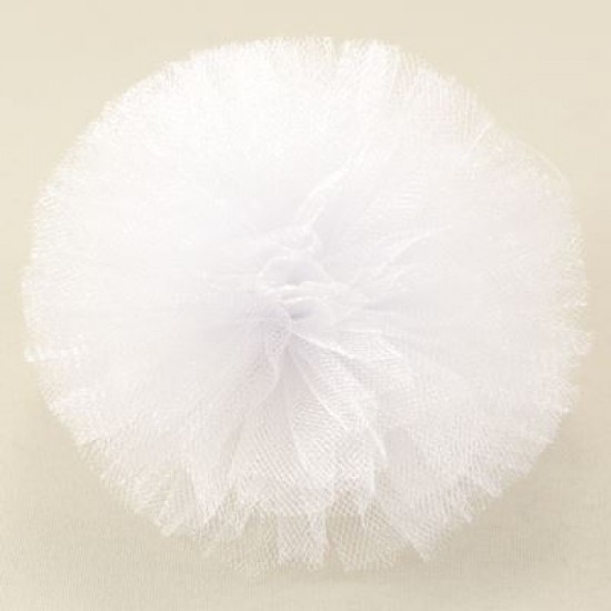 Beyaz Taç-Kokart-Bileklik 3 lü Tül Ponpon Seti