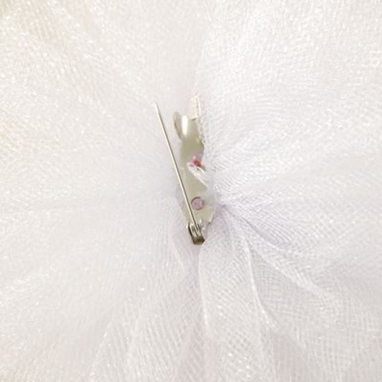 Beyaz Taç-Kokart-Bileklik 3 lü Tül Ponpon Seti