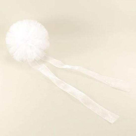 Beyaz Taç-Kokart-Bileklik 3 lü Tül Ponpon Seti