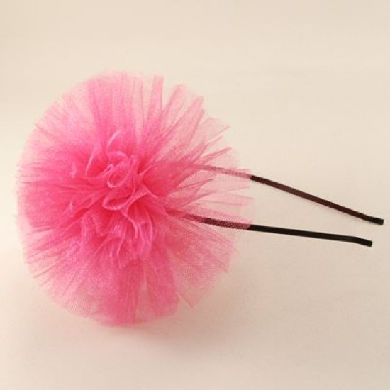 Fuşya Taç-Kokart-Bileklik 3 lü Tül Ponpon Seti