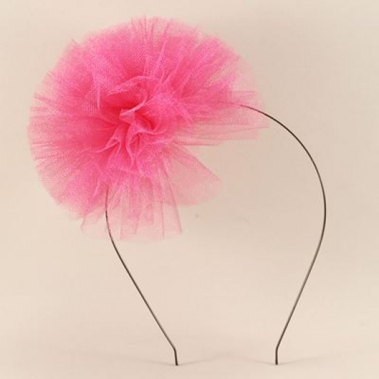 Fuşya Taç-Kokart-Bileklik 3 lü Tül Ponpon Seti