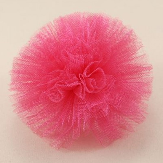 Fuşya Taç-Kokart-Bileklik 3 lü Tül Ponpon Seti