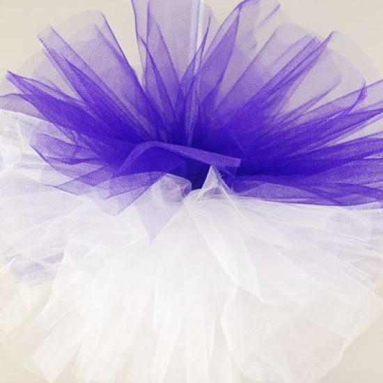 Mor-Beyaz Büyük Boy Tül Ponpon