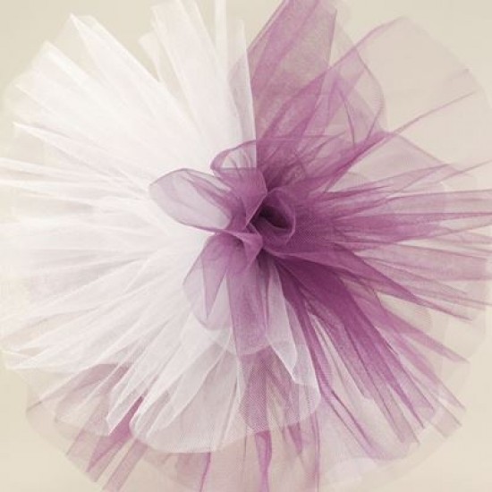 Patlıcan Moru-Beyaz Büyük Boy Tül Ponpon