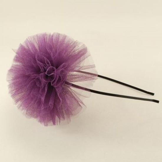 Patlıcan Moru Taç-Kokart-Bileklik 3 lü Tül Ponpon Seti