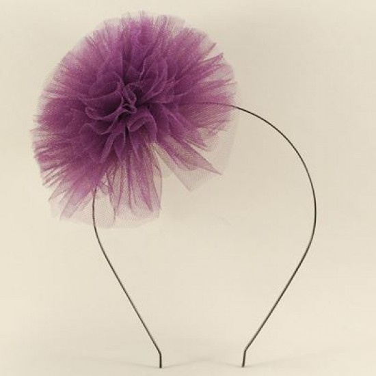 Patlıcan Moru Taç-Kokart-Bileklik 3 lü Tül Ponpon Seti