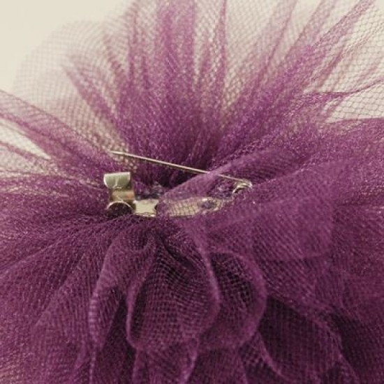 Patlıcan Moru Taç-Kokart-Bileklik 3 lü Tül Ponpon Seti