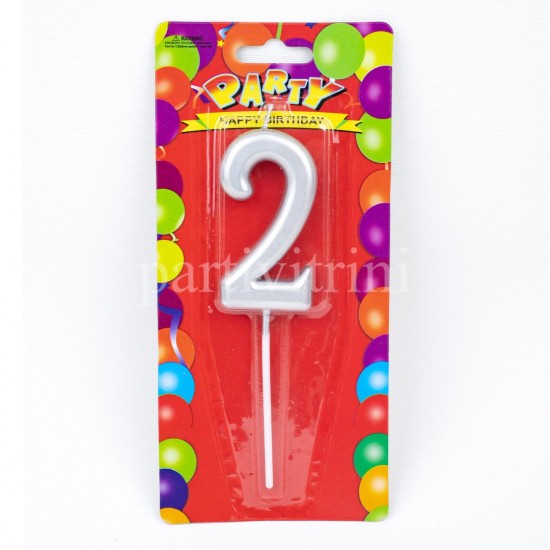 2 İki Rakamlı Gümüş Mum7 Cm