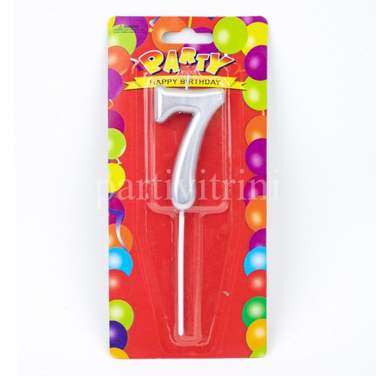 7 Yedi Rakamlı Gümüş Mum7 Cm