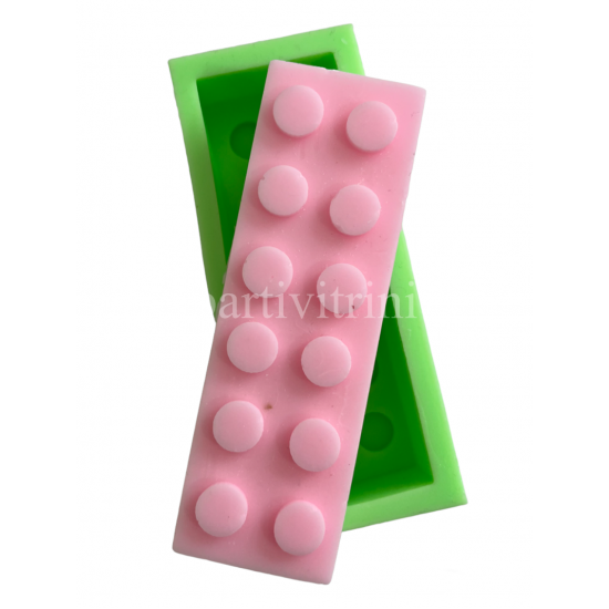 Lego Şeklinde Silikon Mum Kalıbı 11,5x3,5x2,5 Cm