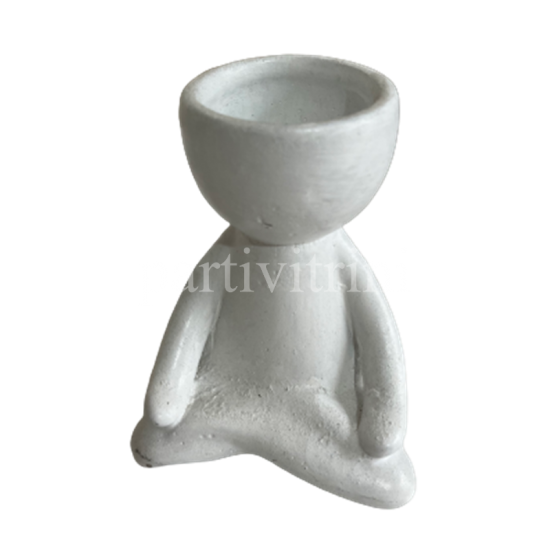 Tealight Kafalı Oturan Adam Şeklinde Silikon Kokulu Taş ve Mum Kalıbı 12,5x8,5x8 Cm