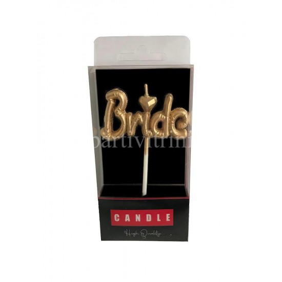 Bride Yazılı Folyo Balon Şekilli Gold Mum