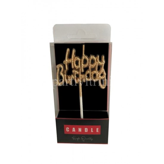 Happy Birthday Yazılı Folyo Balon Şekilli Gold Mum