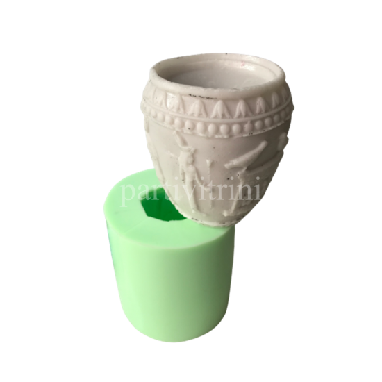 Antik Çağ Mısır Saksı Heykeli Şeklinde Silikon Kokulu Taş ve Saksı Kalıbı 11x10x10 Cm
