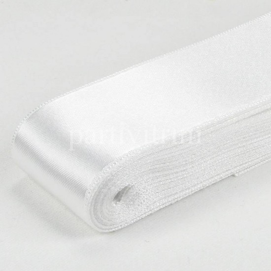 Beyaz Renk Saten Kurdela 4 Cm. X 10 Metre