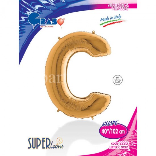 C Harf Grabo Altın Folyo Balon 102 cm