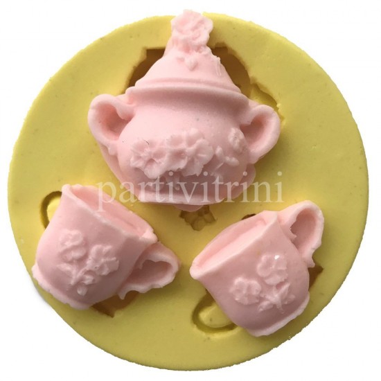 Çay Takımı Şeklinde Silikon Kalıp 4x4x1 cm Çay Takımı Şeklinde Silikon Kalıp 4x4x1 cm