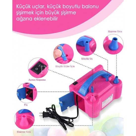 Çift Çıkışlı Elektrikli Balon Şişirme Pompası