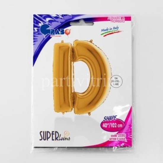 D Harf Grabo Altın Folyo Balon 102 cm