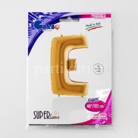 E Harf Grabo Altın Folyo Balon 102 cm