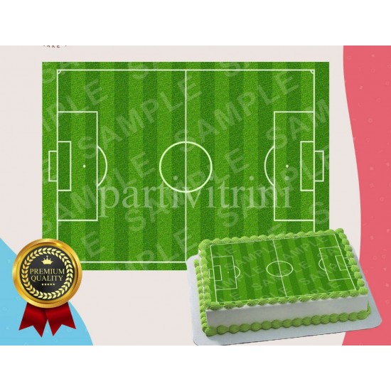 Futbol Sahası Temalı Resimli Pasta Kurabiye Üstü Şeker Kağıt Baskısı