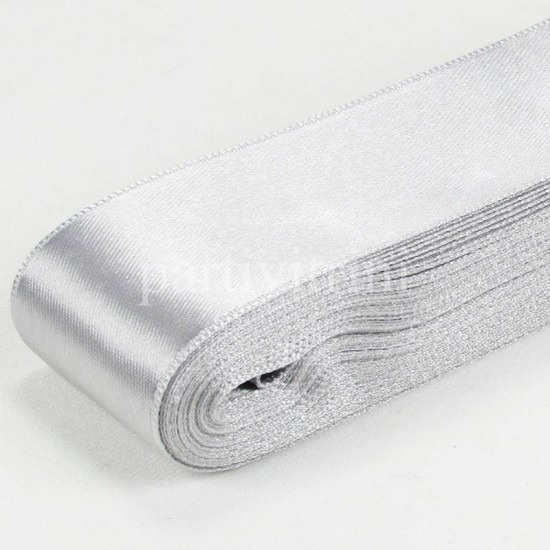 Gümüş Gri Renk Saten Kurdela 4 Cm. X 10 Metre