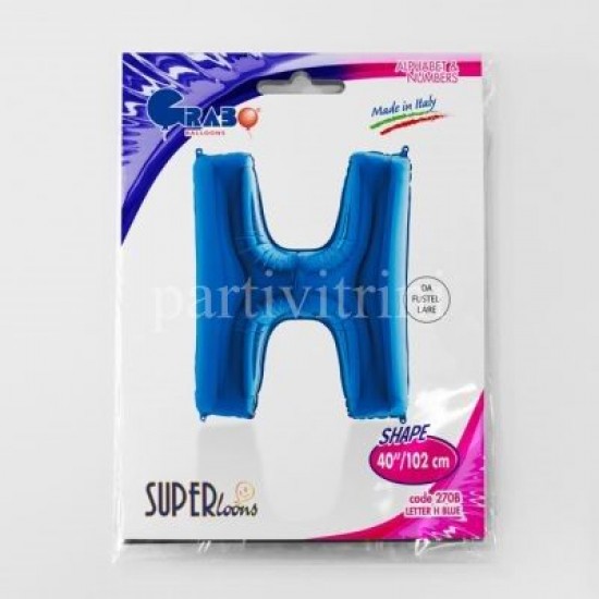 H Harf Grabo Mavi Folyo Balon 102 cm