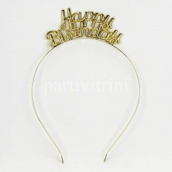 Happy Birthday Yazılı Gold Metal Doğumgünü Tacı