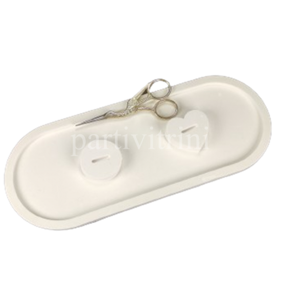 İnci Beyazı Beton Oval Sunum Tepsisi 30 cm