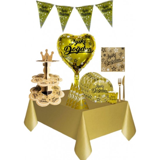 İyi ki Doğdun Gold Lüks Doğum Günü Parti Seti