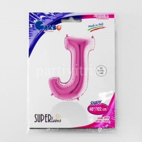 J Harf Grabo Fuşya Folyo Balon 102 cm