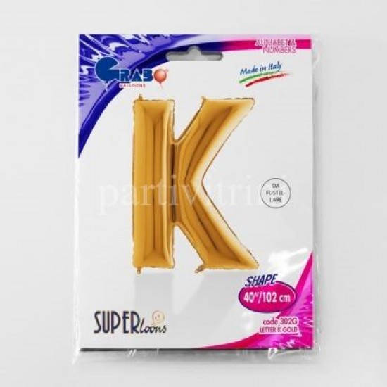 K Harf Grabo Altın Folyo Balon 102 cm