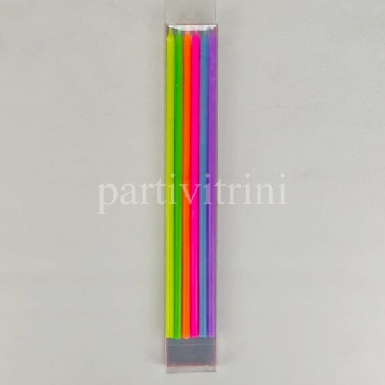 Gökkuşağı Rengarenk Çubuk Mum 20 cm 6 Adet